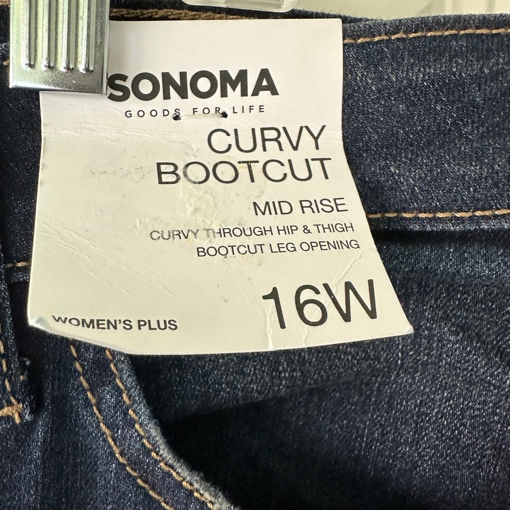 Sonoma‎ Womens Indigo Boot Cut Jeans Dark Wash Faded NWT Everyday - Picture 7 of 8